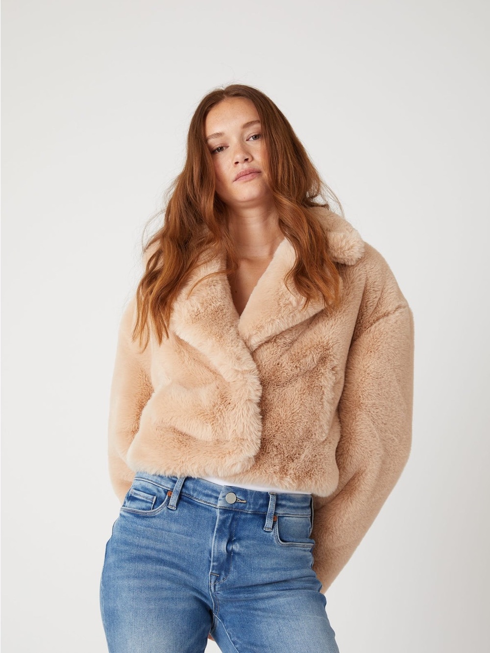 Blank NYC Plush Teddy Faux Fur Cropped Jacket